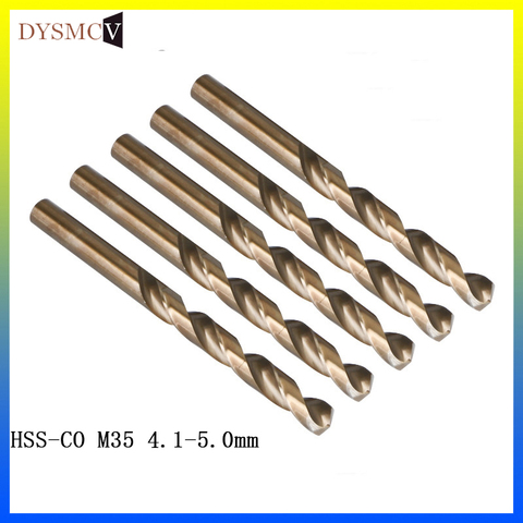 10PCS Twist Drill Bits 4.1, 4.2, 4.3, 4.4, 4.5, 4.6, 4.7, 4.8, 4.9 ,5.0mm HSS-CO M35 steel straight handle stainless steel ► Photo 1/6