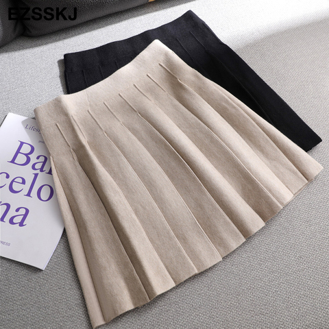 2022  Autumn winter a-line thick short SWEATER Skirt Women  good quality cute pleated mini skirt female elegant  knit skirt ► Photo 1/6