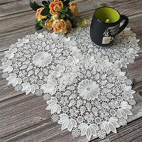New Lace Round White Embroidery Table Placemat Wedding pad Cloth Drink Placemat Cup Mug Dinner Tea Coaster Glass Doily Kitchen ► Photo 1/4