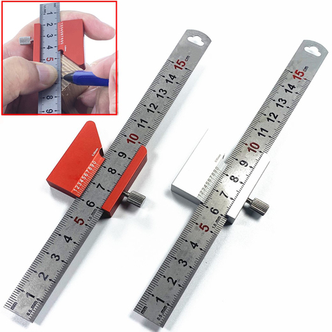 Woodworking Angle Scriber Steel Ruler 45/90 Degree Round Center Line Scribe Aluminum Alloy Positioning Block DIY Measuring Tool ► Photo 1/6