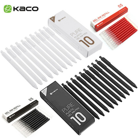 10pcs/set KACOGREEN  Sign pen 0.5mm ABS Plastic Smooth Gel Ink Pen For Student Worker Use For Home/School/Kaco Refills ► Photo 1/6