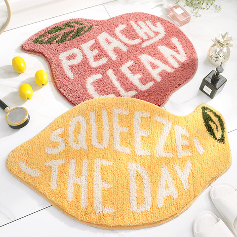 Creativity Doormat Cartoon Fruit Carpet Flocking Non-slip Bath Mat Lemon Peach Home Land Pad Bedroom Toilet Doorway Floor Mat ► Photo 1/5