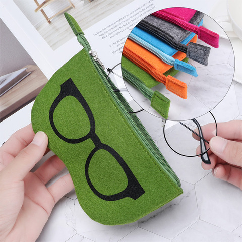 1Pc Unisex Felt Glasses Case Bag Sunglasses Case Box Portatives Soft Zipper soleil Lunettes De Soleil Protector Sunglasses Pouch ► Photo 1/6