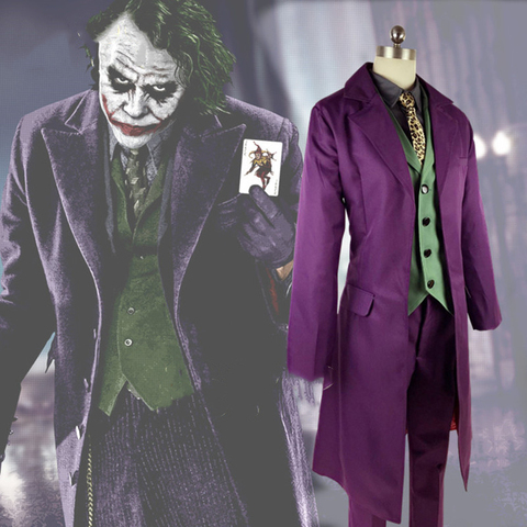 high-quality Heath Ledger Cosplay Suit Halloween mens Movie The Dark Knight Joker Costume Purple Jacket Full sets ► Photo 1/6