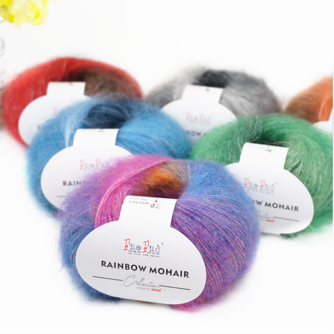 Rainbow section dyed mohair yarn hand-knitted gradient diy super ► Photo 1/6