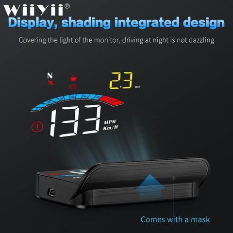 WiiYii Newest M16 Windshield HUD Projector with Navigation Car Head Up Display OBD2 HUD GPS Speedometer Water & Oil temp RPM ► Photo 1/6