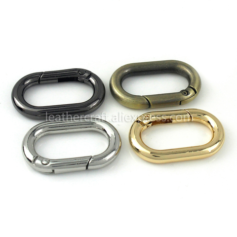 1x Metal Oval Ring Snap Hook Spring Gate Trigger Clasps Clips for Leather Craft Belt Strap Webbing Keychain Hooks ► Photo 1/6