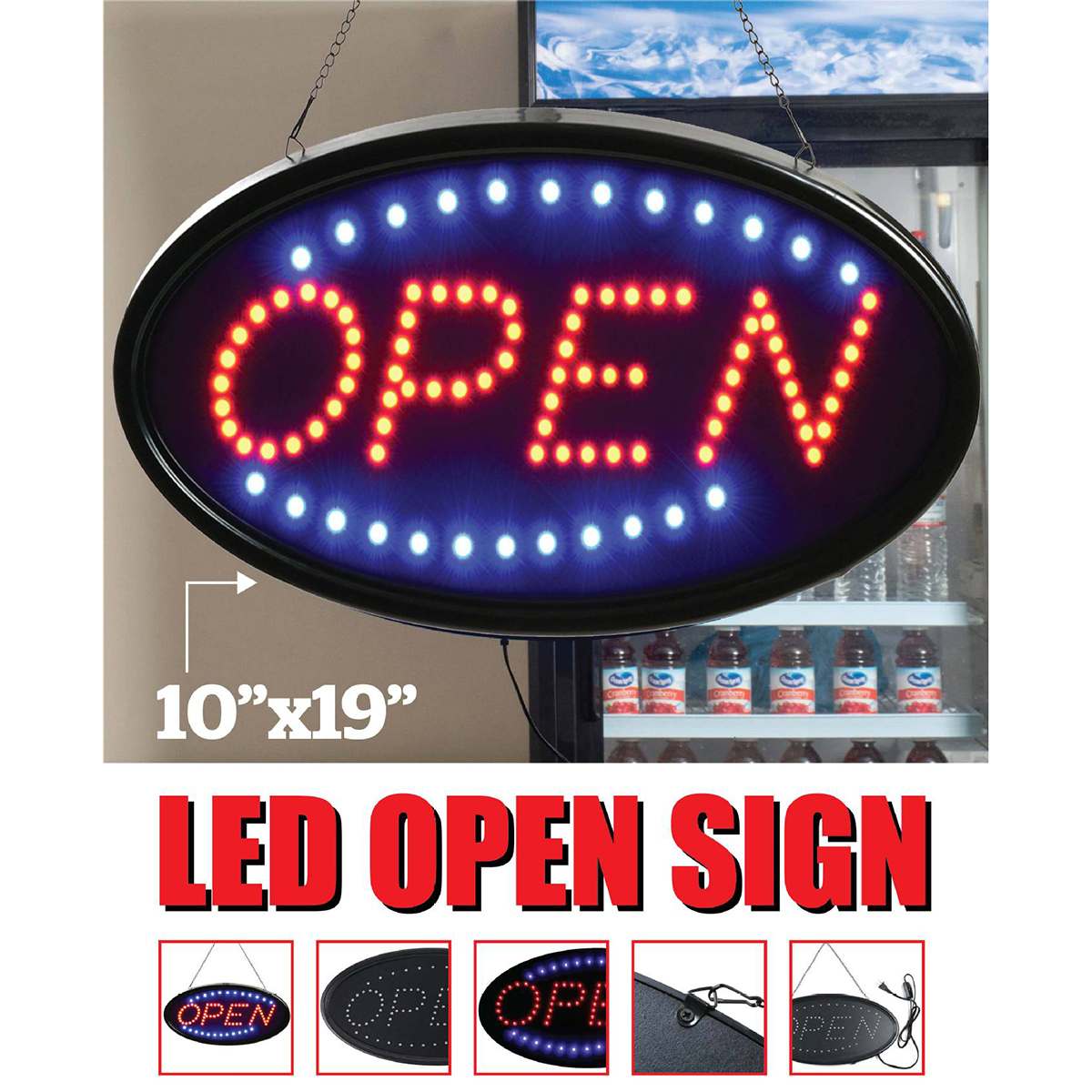 110V/220V Bright LED 2 in 1 Open & Close Store Shop Business Sign Display Neon 