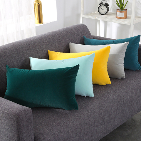 22 Colors Cushion Cover 30x50cm Rectangle Pillow Case For Living Room Sofa Solid Color Velvet Throw Pillowcase Home Decoration ► Photo 1/6