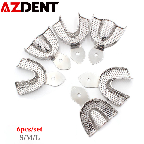 6pcs/set Dental Impression Tray Stainless Steel Teeth Tray Autoclavable Denture Instrument Trays Dentist Tools Teeth Holder Tray ► Photo 1/6