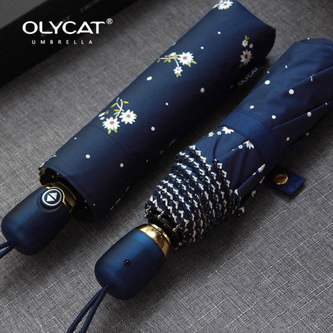 Women's Umbrellas Automatic Sunscreen Anti UV Flowers Brand Umbrella Rain Women Olycat Parasol Female Folding Umbrella Windproof ► Photo 1/6