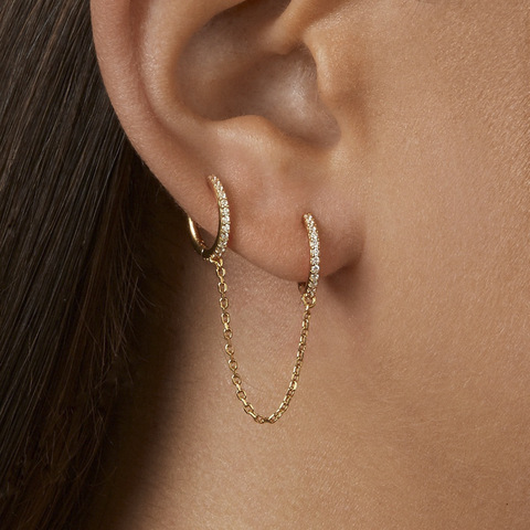 New Fashion Circle Ear Cuff Retractable Earrings for Women Men Gold Huggie Unisex Double Piercing Hoop Earing Female Brincos ► Photo 1/6