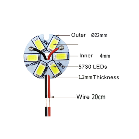 10Pcs SMD 5730 3W 22mm White Light LED Lighting Board Pannel Source Beads Aluminum Plate Base ► Photo 1/1