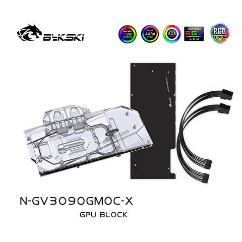 Bykski Watercooler For GIGABYTE Geforce RTX 3080 GAMING OC 3X 10G ,3090 EAGLE OC 24G  ,Full Cover Water Block, N-GV3090GMOC-X ► Photo 1/6