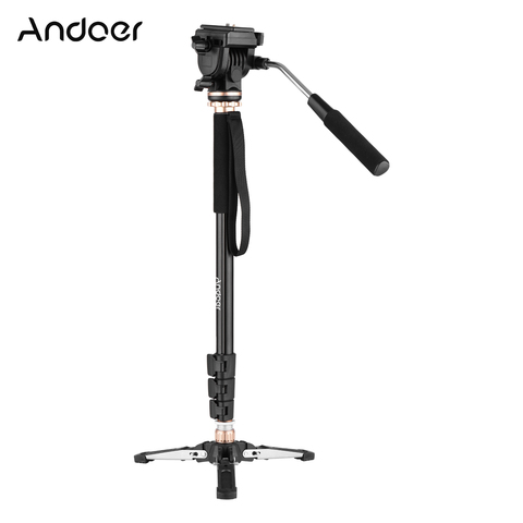 Andoer 173cm/68inch Photography Monopod Stand Aluminum Alloy 6kg Load 3-Leg Tripod Base Pan Tilt Head for DSLR Camera Camcorder ► Photo 1/6