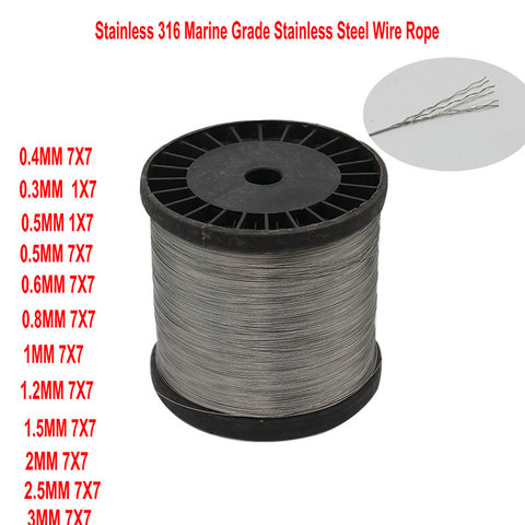 HQ MG01 316 Marine Grade Flexible Soft Stainless Steel Wire Rope Cable Fishing Line DIY Jewelry Thread ► Photo 1/6