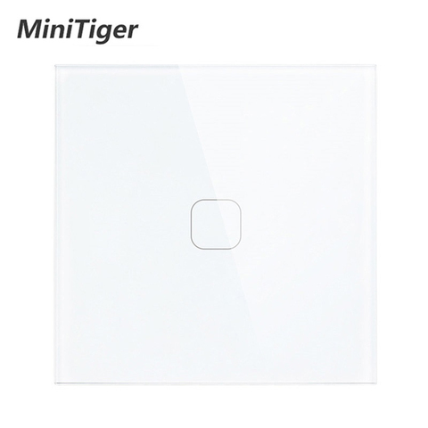 Minitiger White Luxury Crystal Glass Panel 1 Gang  1 Way Touch Switch, EU standard 1 Gang Wall Touch Switch ► Photo 1/5