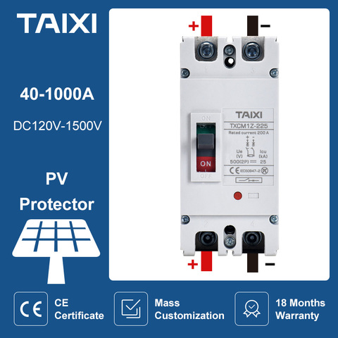 Solar Wind 500V 1000V 1500V DC Breaker Circuit Breaker 200A 300A 400A 600A Isolator PV Photovoltaic MCCB High Current Protector ► Photo 1/6