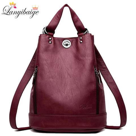 LANYIBAIGE Women Backpack High Quality Leather Backpacks for Teenage Girls Female School Shoulder Bag Bagpack mochila plecak ► Photo 1/6