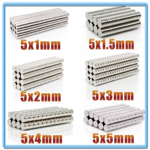 100~500Pcs N35 Round Magnet 5x1 5x1.5 5x2 5x3 5x4 5x5 Neodymium Magnet Permanent NdFeB Super Strong Powerful Magnets 5*1 5*2 5*3 ► Photo 1/6