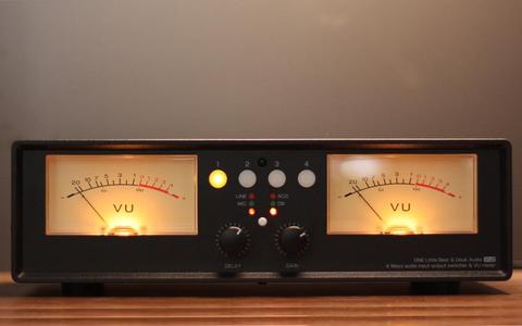 VU2 music level meter DB meter analog VU meter + four-way audio switcher, size: 28*12*9CM ► Photo 1/5