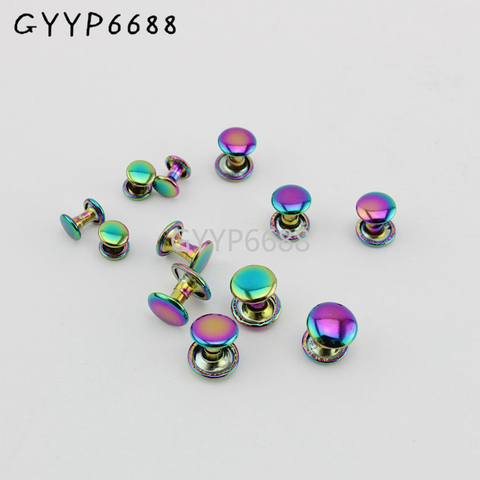 10-30-100pcs  6*6mm 8*8mm 10*8mm Iridescent rainbow fastened double rivet stud for shoes, DIY metal rivets tone on tone ► Photo 1/1