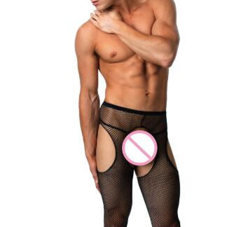 Adult Sexy Pantyhose Costumes Porno Exotic Men's Pantyhose Sexy Four Open Crotch Tights Small Mesh Stockings for Male Underwear ► Photo 1/3