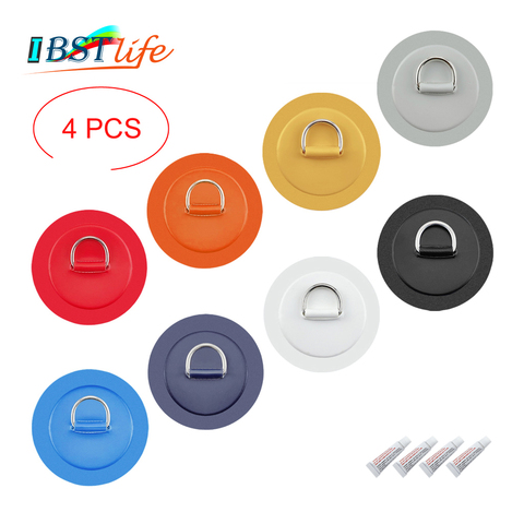 4PCS/lot 11cm Stainless Steel D Ring Pad/Patch With Glue for PVC Inflatable Boat Raft Dinghy Canoe Kayak Surfboard SUP Tie Down ► Photo 1/6