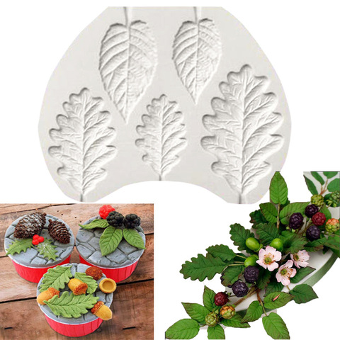 Newest Diy Tree Leaf Press Molding Foil Mold Silicone Mold Cake Decor Fondant Cake 3D Leaves Silicone Mould ► Photo 1/5