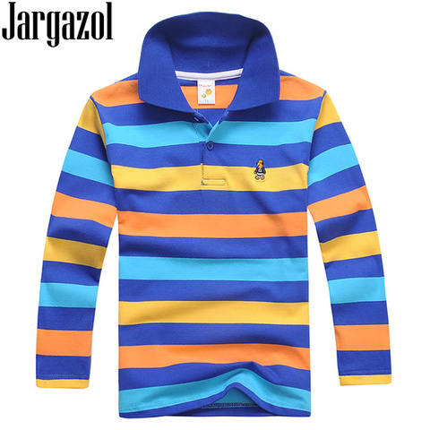 Jargazol Boys Polo Shirts Long Sleeve Autumn Baby Boy Tops Cotton Teenagers Sports Polo Shirts Fashion Stripes Kids Outfits ► Photo 1/6