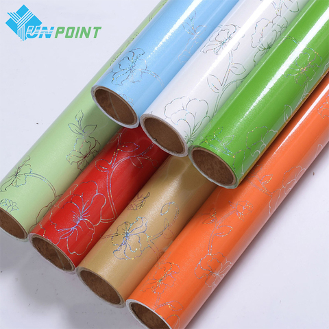 3M/5M Thick Laser Flower Pattern Wallpaper Roll Old Furniture PVC Self Adhesive Decorative Film Kitchen Cabinet DIY Wall Sticker ► Photo 1/6