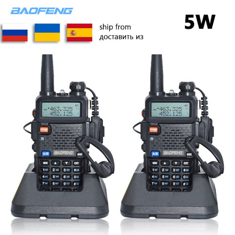 2pc Baofeng UV-5R Walkie Talkie VHF UHF uv5r baofeng 5W Portable outdoor Two Way Radio Radio Station from Russia Ukraine Spain ► Photo 1/6