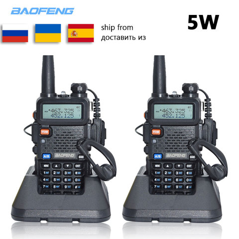 Hot 1PC or 2PCS Baofeng UV-5R Walkie Talkie Dual Band Baofeng UV5R Portable  5W UHF VHF Two Way Radio Pofung UV 5R HF Transceiver