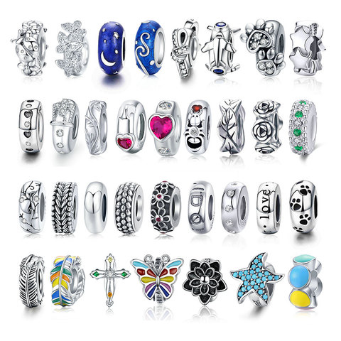 bamoer Silver 925 Jewelry Stoppers Charm fit European Luxury Bracelet for Women Charms with Silicone Beads BSC112 ► Photo 1/6