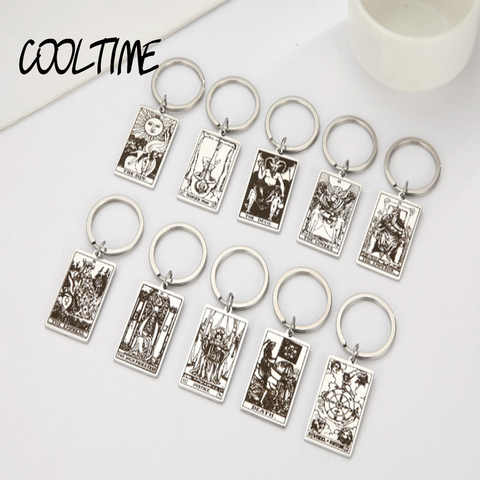 COOLTIME the Major Arcana Pendant Key Chain First Set of Cards In The Tarot Vintage Key Ring Stainless Steel Fashion Jewelry ► Photo 1/6