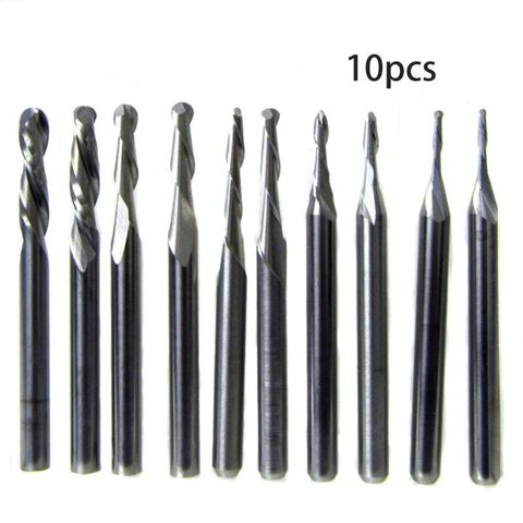 10pcs 1/1.5/2.0/2.5/ 3.175mm Carbide Ball Nose End Mill CNC Engraving Router bit Solide Carbide Hotselling 63HF ► Photo 1/6