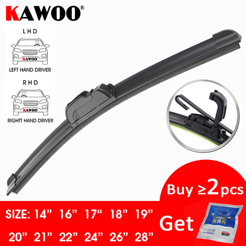 KAWOO Car Wiper Blade U Hook Universal Frameless Bracketless Rubber Car Windshield Wipe Blades 14