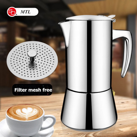 geyser coffee maker induction cooker 300ML 304 Stainless Steel espresso coffee maker Coffee pot  Moka Pot italian coffee machine ► Photo 1/6