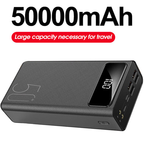 50000mAh Power Bank TypeC Micro USB QC Fast Charging Powerbank LED Display Portable External Battery Charger ► Photo 1/6