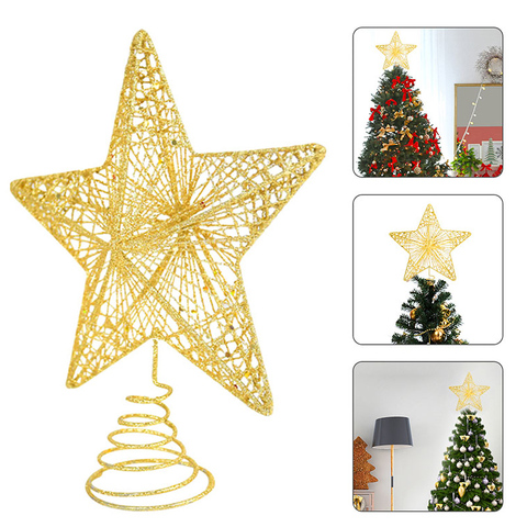 Gold Glitter Christmas Tree Top Iron Star Christmas Decorations For Home Xmas Tree Ornaments Navidad New Year 2022 Natal Noel ► Photo 1/6