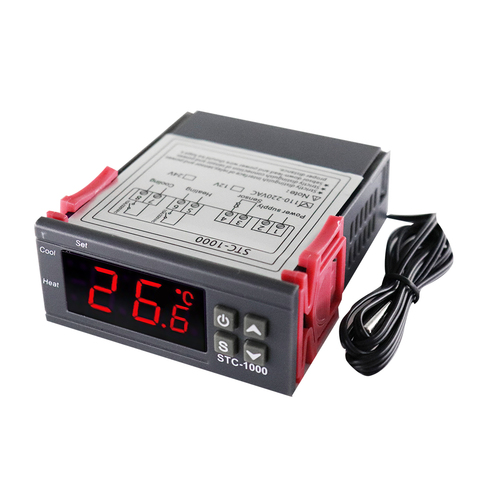 Digital Temperature Controller Thermostat Thermoregulator incubator Relay LED 10A Heating Cooling STC-1000 STC 1000 12V 24V 220V ► Photo 1/4