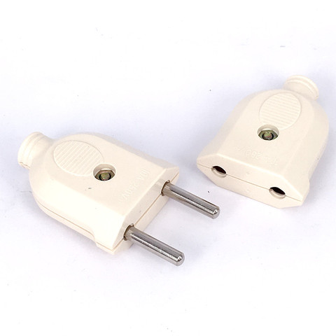 EU European 2 Pin AC Electrical Power Rewireable Plug Male Female Socket Outlet Adaptor Adapter W/ Wire Extension Cord Connector ► Photo 1/5