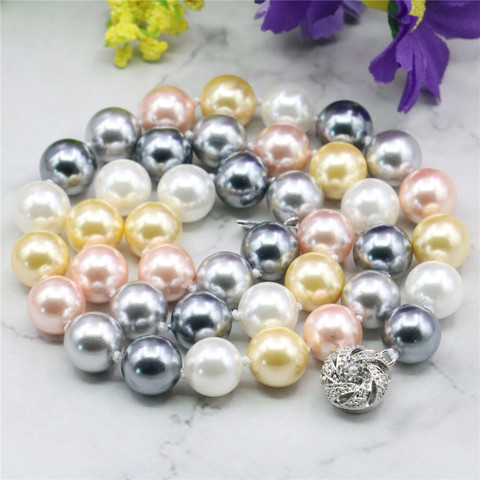 10mm Multicolor South Sea Shell Pearl Necklace Jewelry Making Design Rope Chain Necklace Pearl Beads Natural Stone Flower Clasp ► Photo 1/6