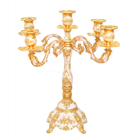 IMUWEN New Arrival Candle Holder 5-arms Golden Plated Candelabra Romantic And Luxury Metal For Wedding Events Or Party Decor ► Photo 1/6