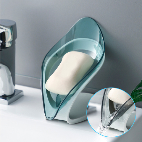 Drain Soap Holder Box Leaf Shape Soap Box Bathroom Soap Holder Dish Storage Plate Tray Bathroom Shower Supplies Bathroom Gadgets ► Photo 1/6
