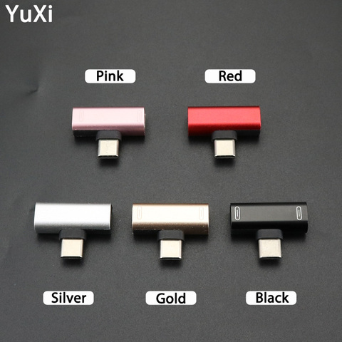 Dual Type C USB-C Female Earphone Headphone Audio Charging Adapter Splitter Convertor for Xiaomi for Huawei Power Audio Converte ► Photo 1/6