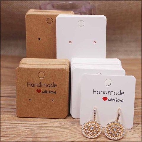 50pcPaper earrring Handmade style earring card 5x5cm/3x3cm /5x9cm /5x6.5cm /5x7cm brown /white DIY Jewelry package  card ► Photo 1/6