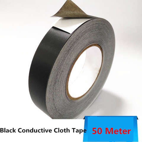 50 meters black conductive cloth tape electromagnetic shielding anti-jamming tape single-sided conductive tape ► Photo 1/4