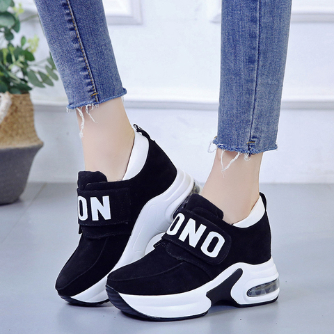 Women Platform Wedge heels casual shoes Suede Hook Loop High Heel Autumn Casual Shoes Height Increasing Woman Outdoor shoes ► Photo 1/6