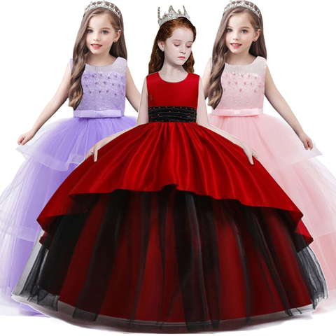 2022 Summer Flower Girls Bridesmaid Wedding Party Dress Kids Dresses For Girls Robe Teenage Elegent Princess Dress 3 6 8 14 Year ► Photo 1/6